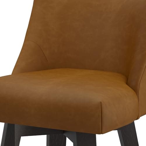 360° Swivel Counter Barstool Set of 1, 26 inch Height Kitchen Island Stool with Solid Wood Legs, Faux Leather Upholstered, Brown