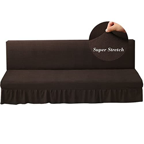 HFCNMY Dark Gray Stretch Futon Sofa Bed Cover with Skirt