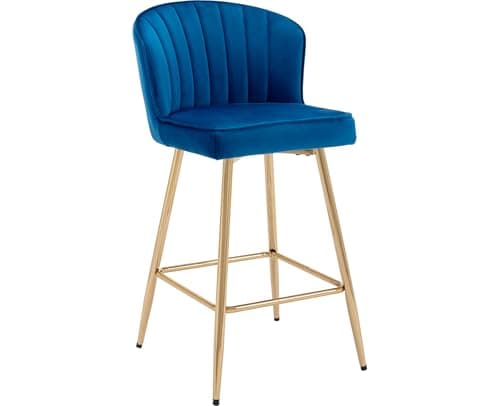 EALSON Brown Counter Height Bar Stools Set of 2 Modern Leather Bar Chairs