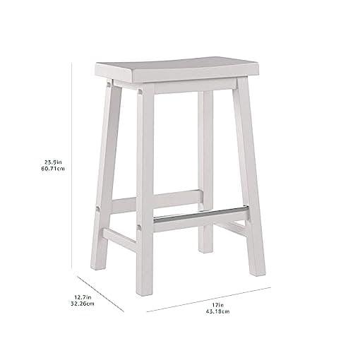 Amazon Basics White 24 Inch Saddle Seat Kitchen Barstool - Set of 2