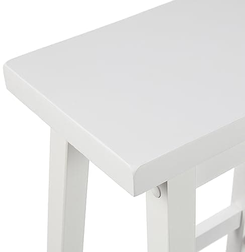 Amazon Basics White 24 Inch Saddle Seat Kitchen Barstool - Set of 2