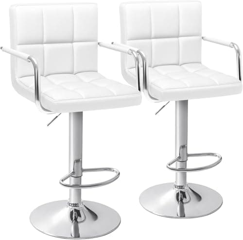 Homall Black Modern PU Leather Kitchen Bar Stools with Back Set of 2