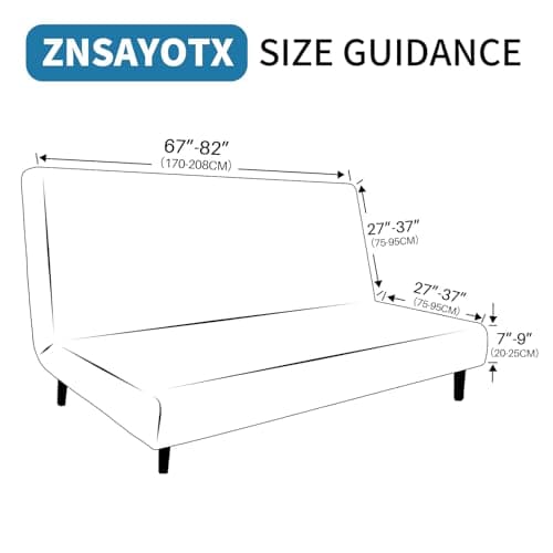 ZNSAYOTX Wine Red Stretch Futon Cover for Full Size Armless Sofa Bed (67"-82")