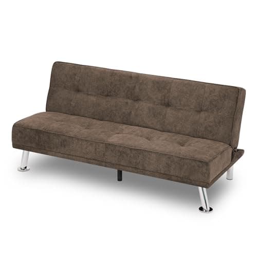 Athena Collection 5 Position Reclining Futon Sofa Bed, Grey Linen Fabric