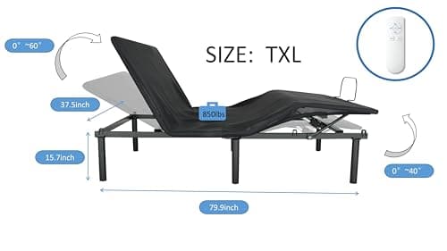 Motorized Adjustable Bed Base, Antique Black, Easy Assembly