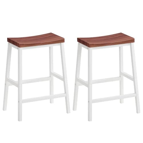 HOOBRO Black Saddle Bar Stools, Set of 2, 23.6 Inch Industrial Kitchen Chairs