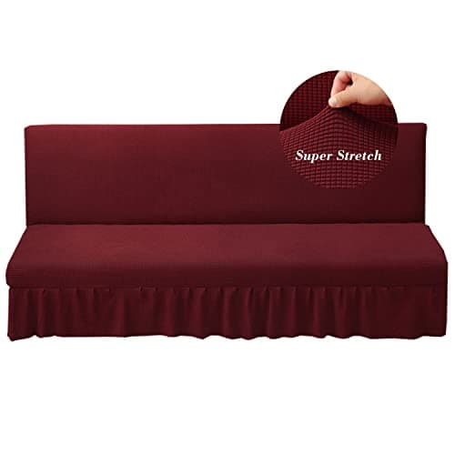 HFCNMY Dark Gray Stretch Futon Sofa Bed Cover with Skirt
