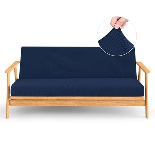 CHUN YI Jacquard Stretch Futon Cover Fit 6-8 Inches Sofa Bed (Dark Blue)