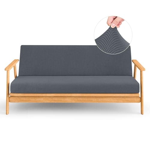 CHUN YI Jacquard Stretch Futon Cover Fit 6-8 Inches Sofa Bed (Dark Blue)