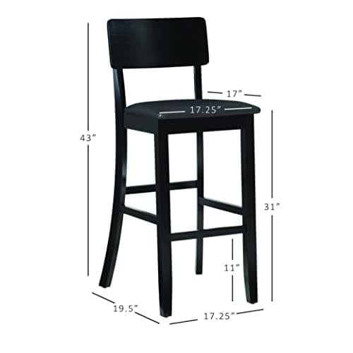 Linon Home Torino Collection Contemporary Black Bar Stool