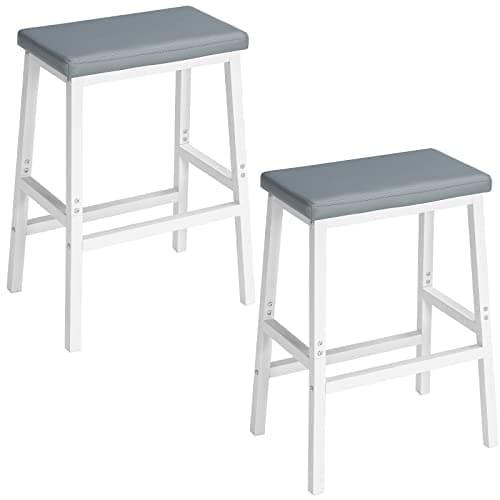 HOOBRO Black 24" Bar Stool Set, PU Leather, Easy Assembly, Kitchen & Bar