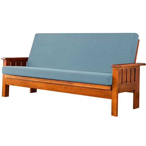 CHUN YI Jacquard Stretch Futon Cover Fit 6-8 Inches Sofa Bed (Dark Blue)