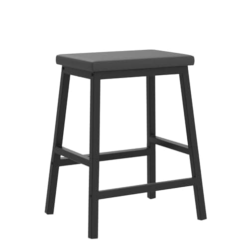 HOOBRO Black 24" Bar Stool Set, PU Leather, Easy Assembly, Kitchen & Bar