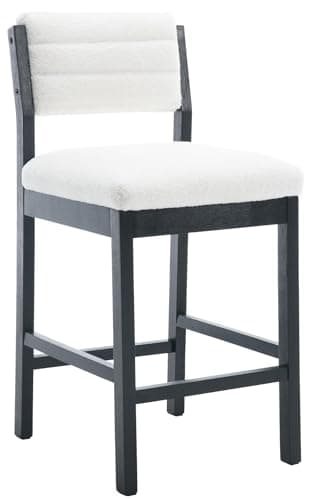 26" Mid Century Linen Beige Bar Stools Kitchen Island Set