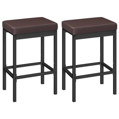 HOOBRO Black Bar Stool Set, 24.8-Inch High, Thick Upholstery, Kitchen, Dining, Cafe