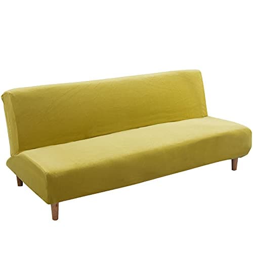 Armless Futon Slipcover Stretch Elastic Couch Furniture Protector (Orange Grey)