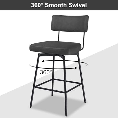 Swivel Counter Barstools, Set of 2, Black