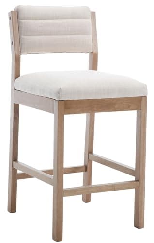 26" Mid Century Linen Beige Bar Stools Kitchen Island Set