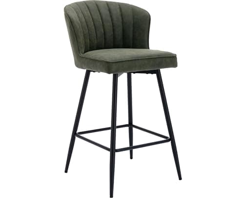 EALSON Brown Counter Height Bar Stools Set of 2 Modern Leather Bar Chairs