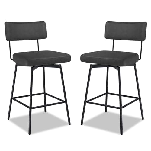 Swivel Counter Barstools, Set of 2, Black