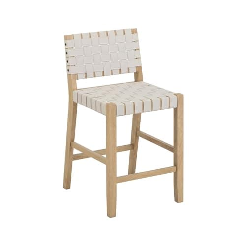 Nathan James Mid-Century Modern Leather Bar Stool, Natural Brown