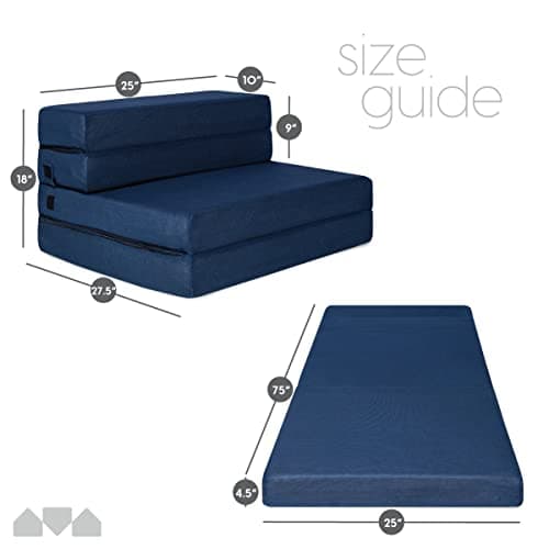 Milliard Tri-Fold Foam Mattress and Sofa Bed, Single Size