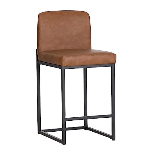 PHI VILLA Counter Height Bar Stool Set of 4, PU Leather Back Chairs