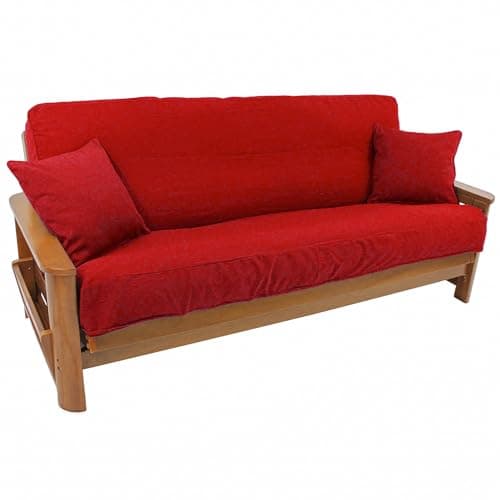 Blazing Needles Full Size Black 8" to 9" Futon Cover Set with 2 Throw Pillows