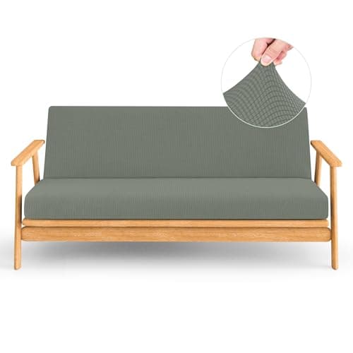 CHUN YI Jacquard Stretch Futon Cover Fit 6-8 Inches Sofa Bed (Dark Blue)
