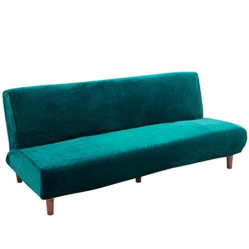 Armless Futon Slipcover Stretch Elastic Couch Furniture Protector (Orange Grey)
