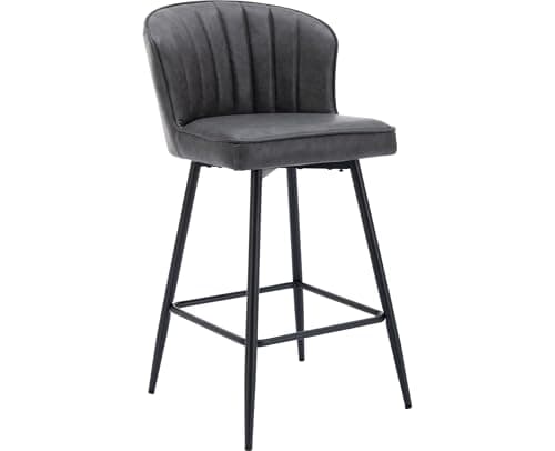 EALSON Brown Counter Height Bar Stools Set of 2 Modern Leather Bar Chairs
