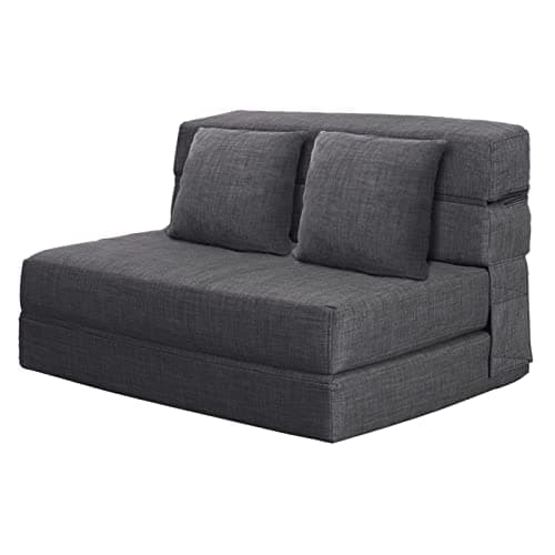 ANONER 60" Foldable Sofa Bed Queen Size Dark Gray Memory Foam Couch