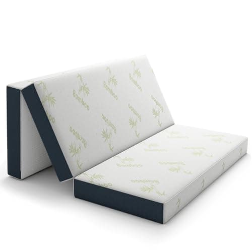 Portable Tri-Fold Foam Mattress, 4 Inch Washable Cover, Soft RV Camping Mattress, 74" x 54" x 4"