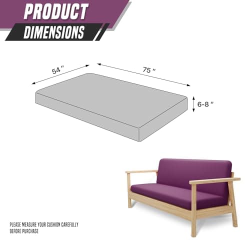 Machine Washable Zippered Armless Futon Cover, Purple