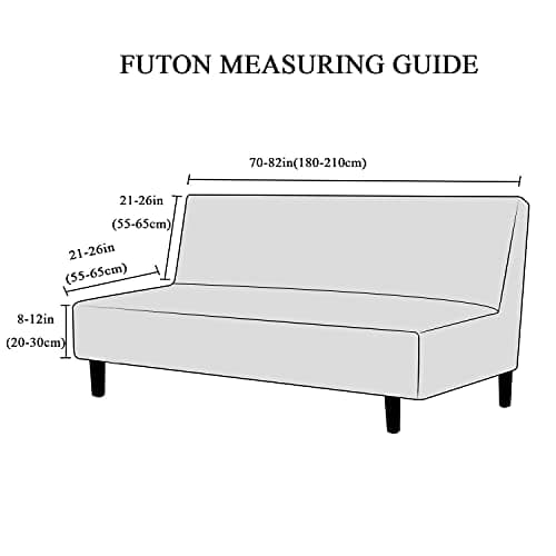 Silver Gray Thick Plush Futon Cover for Stretch Armless Sofa Bed