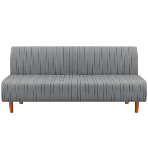 H.VERSAILTEX Stretch Futon Armless Sofa Cover, Grey Stripe Elastic Bottom