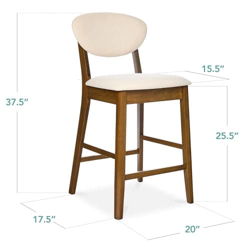 Best Choice Products Mid-Century Modern Bar Stool Set Walnut/Cream