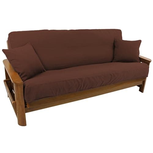 Blazing Needles Full Size Black 8" to 9" Futon Cover Set with 2 Throw Pillows