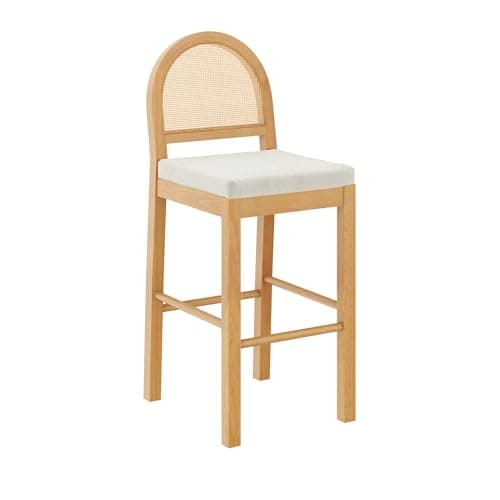 Nathan James Bailey Natural Boucle Bar Stool, Light Brown/Cream, Set of 2