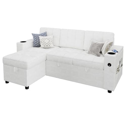 GAOMON Dark Gray 112" U-Shaped Sleeper Sofa with Storage Chaise & Charging Ports