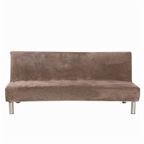 Camel Thick Plush Futon Cover for Stretch Armless Sofa Bed