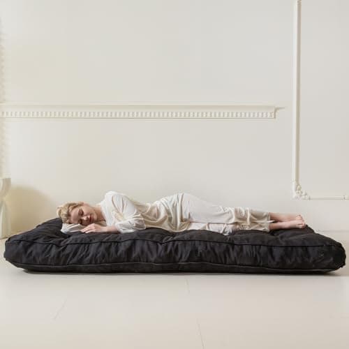 YOSHOOT 6 Inch Thick Full Size Futon Mattress, Shredded Foam, Medium Firm, Black(54"x75")