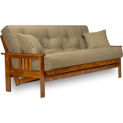 Nirvana Futons Stanford Full Size Futon Set - Heavy Duty Wood, Thick Mattress, Navy Blue