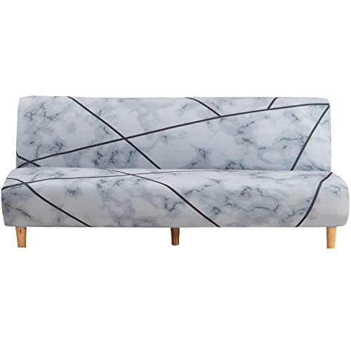 ELEOPTION Full Size Stretch Slipcover for Armless Sofa Bed Black/White