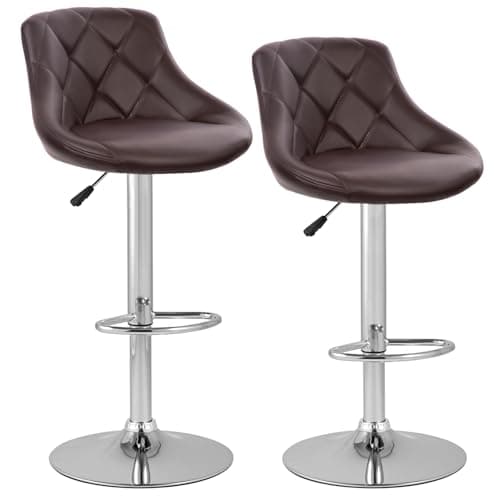PayLessHere Modern PU Leather Bar Stools, Height Adjustable, Black