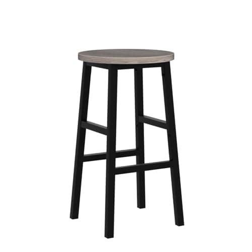 Industrial Greige Bar Stools - Set of 2 with Footrest - Easy Assembly