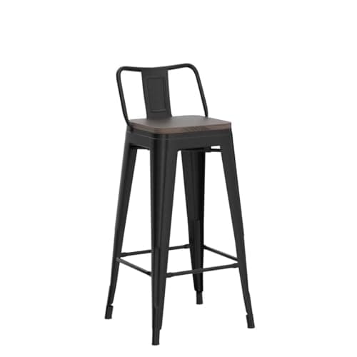 Yaheetech 30" Metal Bar Stool Set of 4 Outdoor Indoor Industrial Bar Stools Matte Black