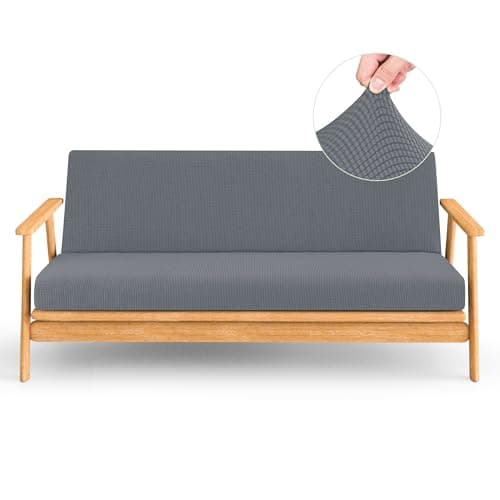 CHUN YI Jacquard Stretch Futon Cover Fit 6-8 Inches Sofa Bed (Dark Blue)