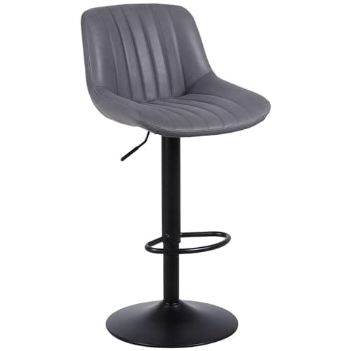 2 Pack Swivel Bar Stools Brown Faux PU Leather Counter Height Chairs