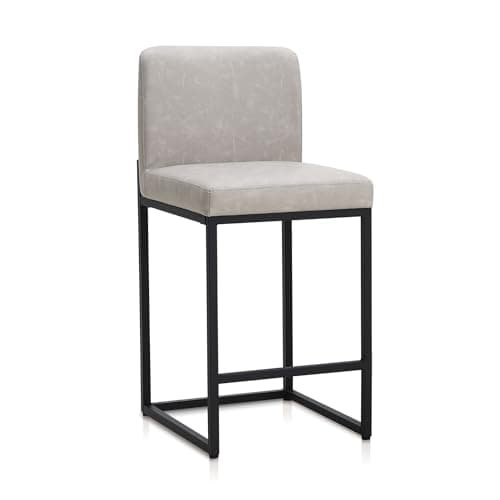 PHI VILLA Counter Height Bar Stool Set of 4, PU Leather Back Chairs